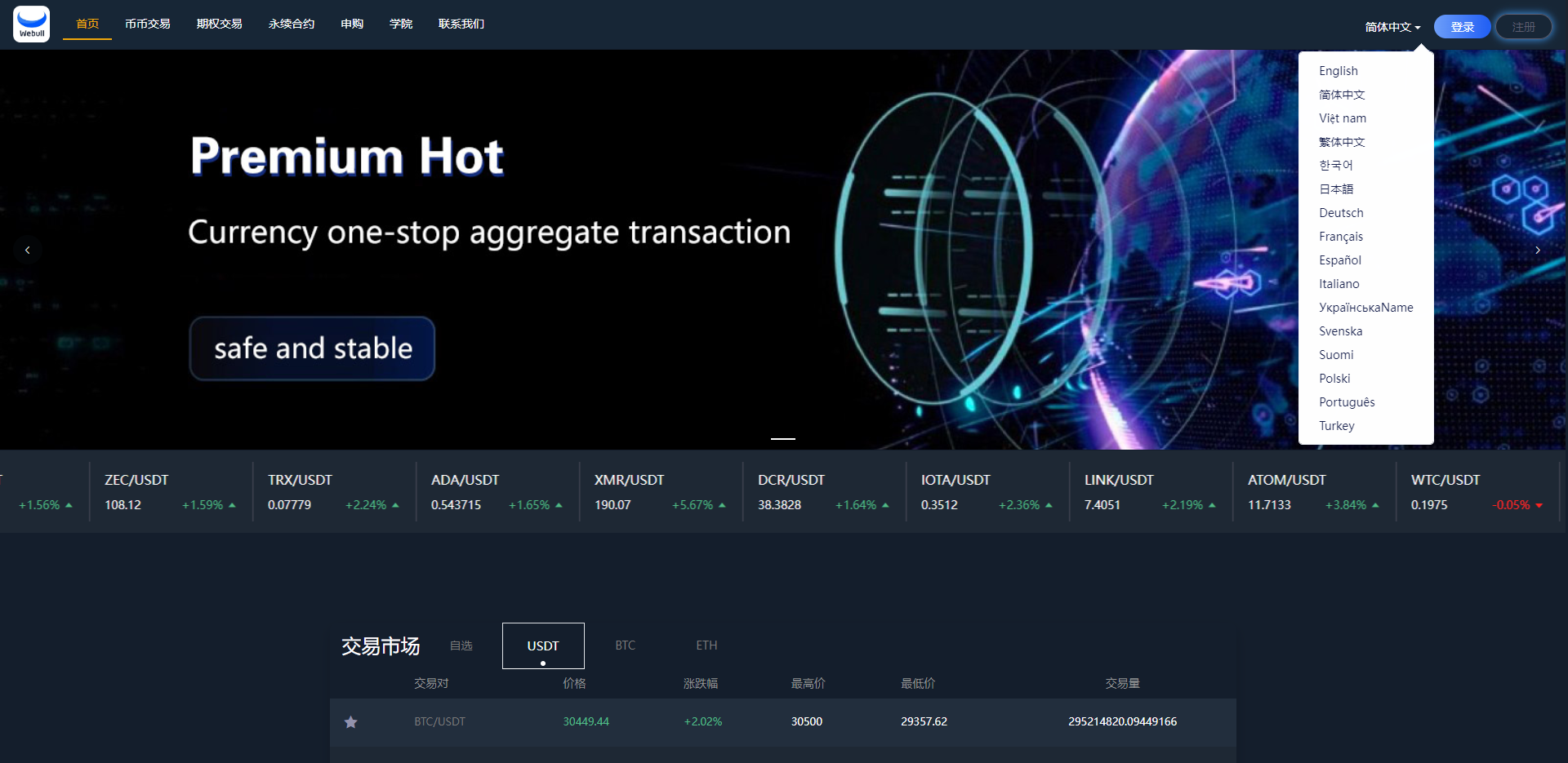 全新16国语言交易所/期权永续/申购质押挖矿/区块链交易所-八妹源码